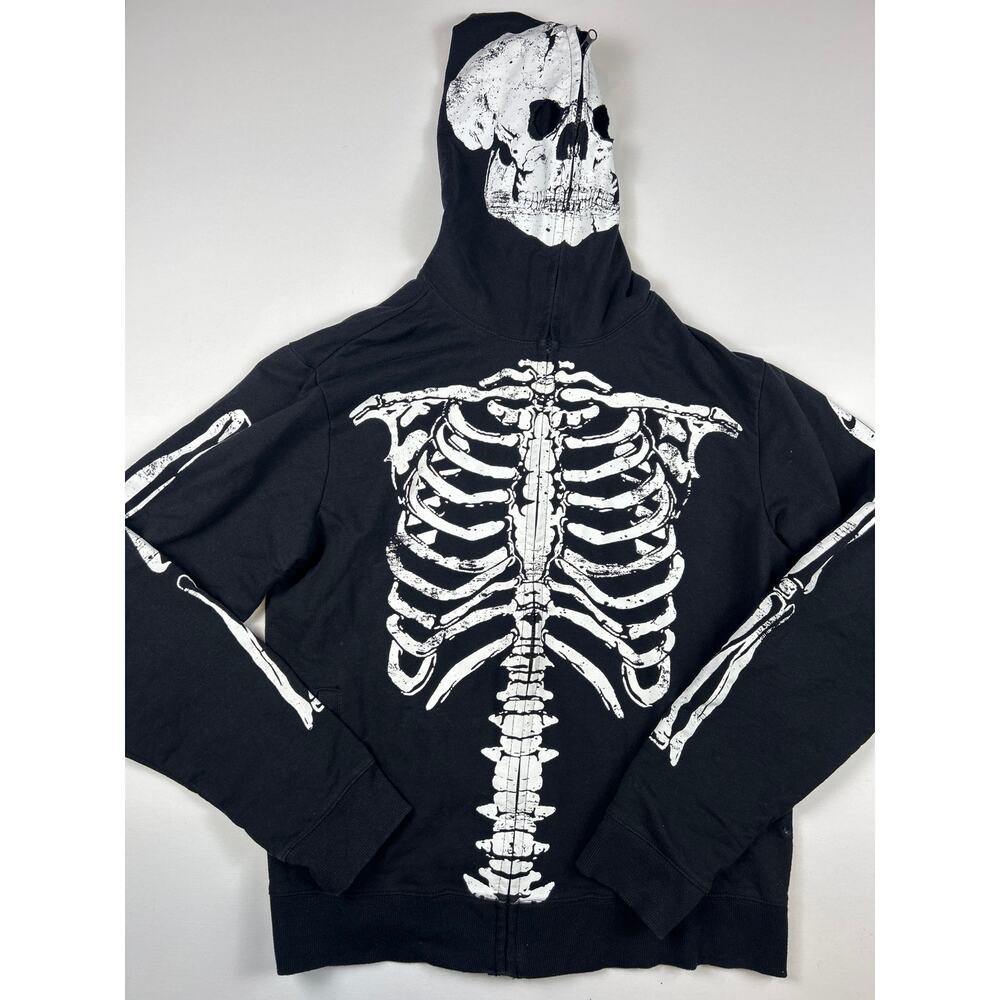RUDE Sweater Skeleton Full Zip Mens XL Punk Grunge